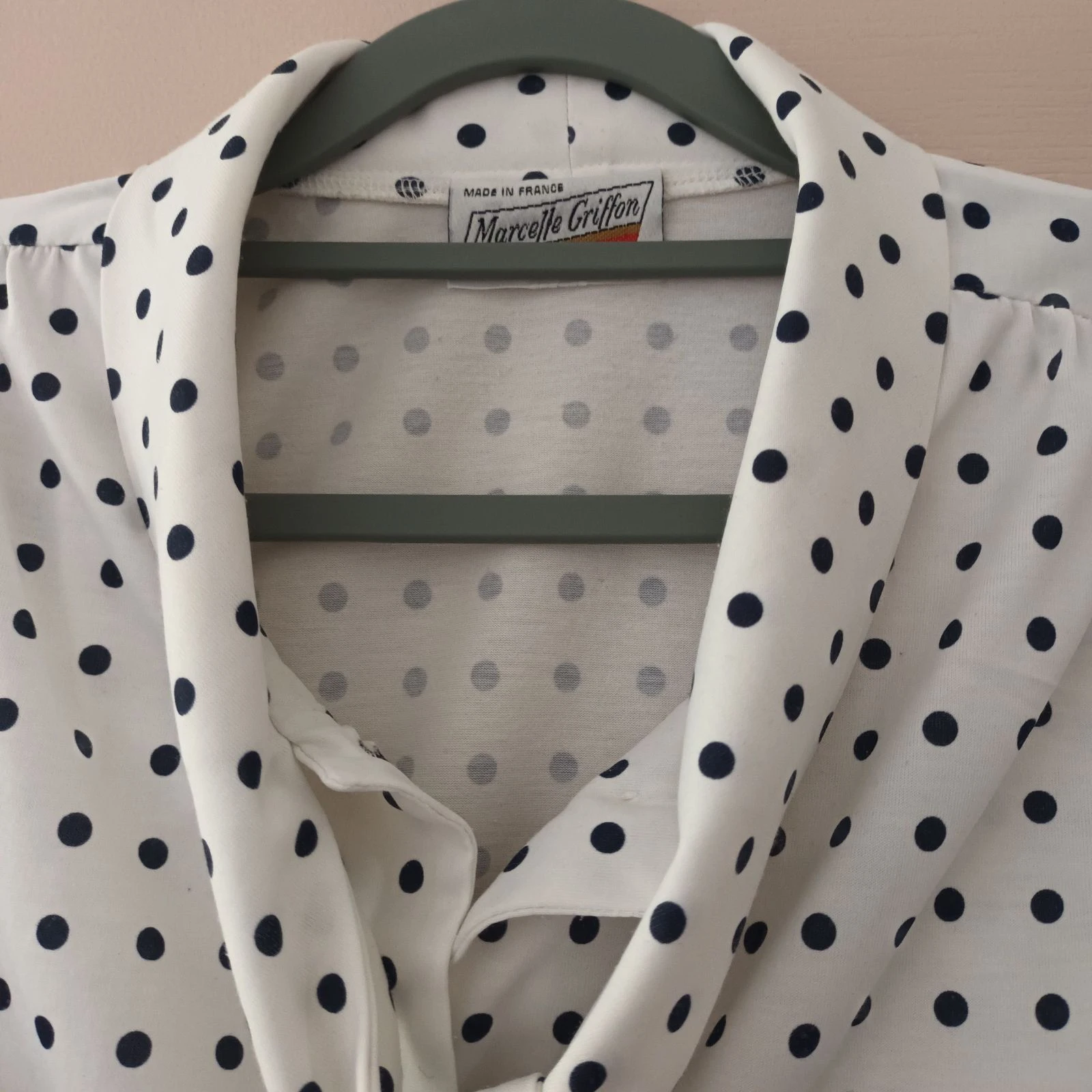 Chique vintage Marcel Griffon vest met stippen - Lavallière kraag / knoop maat 40 – photo 3